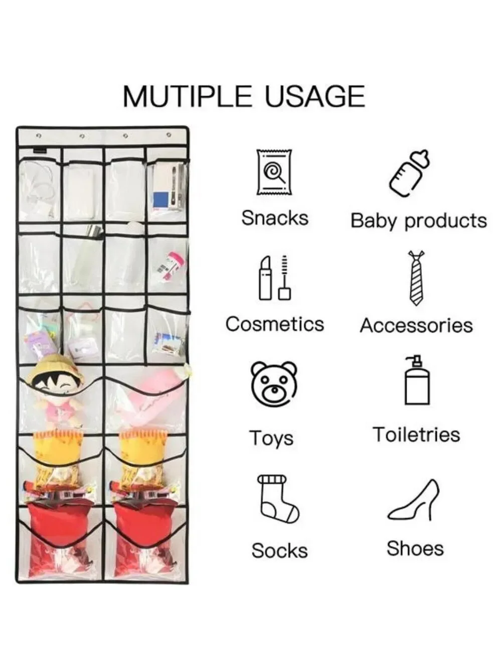 Over Door Shoe Organizer Clear Hanging Rack 18 Pocket Closet Storage Holder